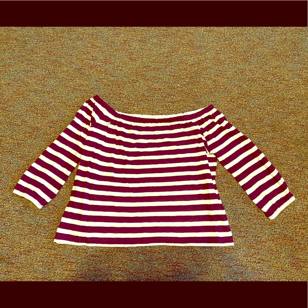 J.Crew striped off-the-shoulder top